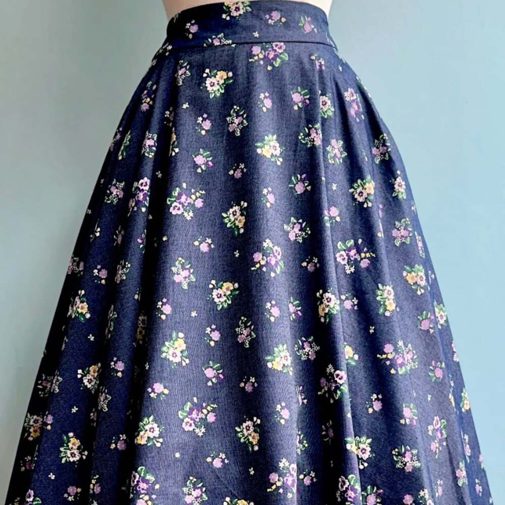 Chambray Bloom Skirt by Banned